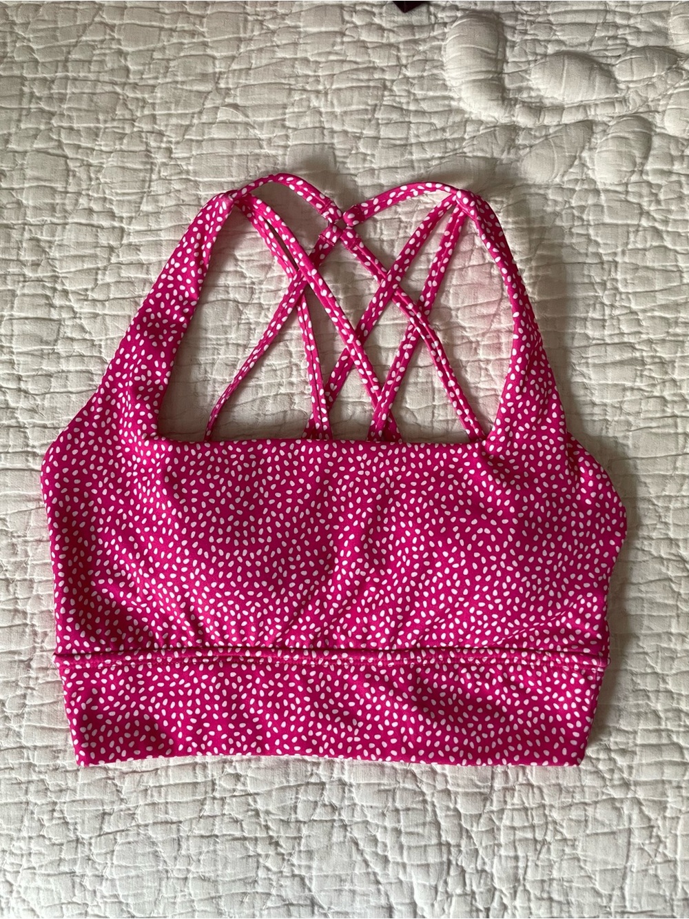 BuffBunny Polka Dot Strappy Sports Bra, Size M
